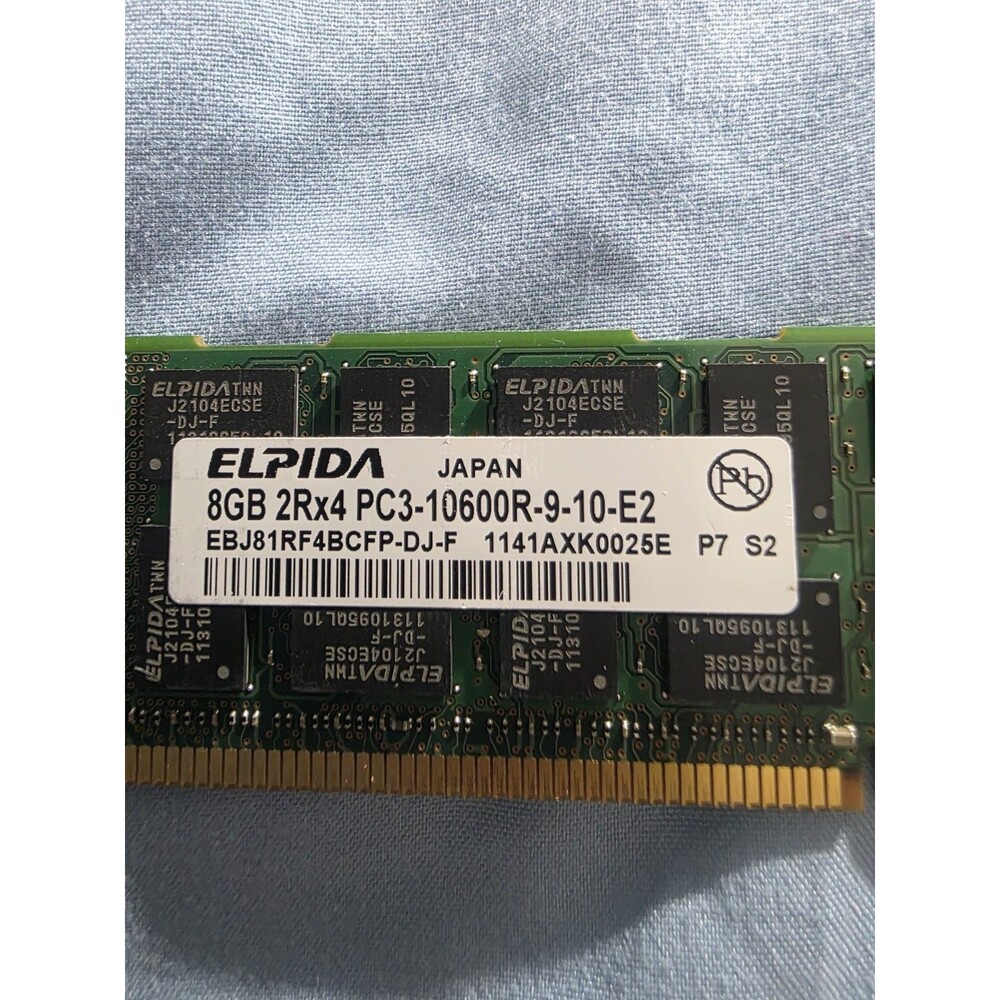 ELPIDA 8GB 2RX4 PC3-10600R-9-10-E2 EBJ81RF4BCFP-DJ-F 008A J1-4(24)